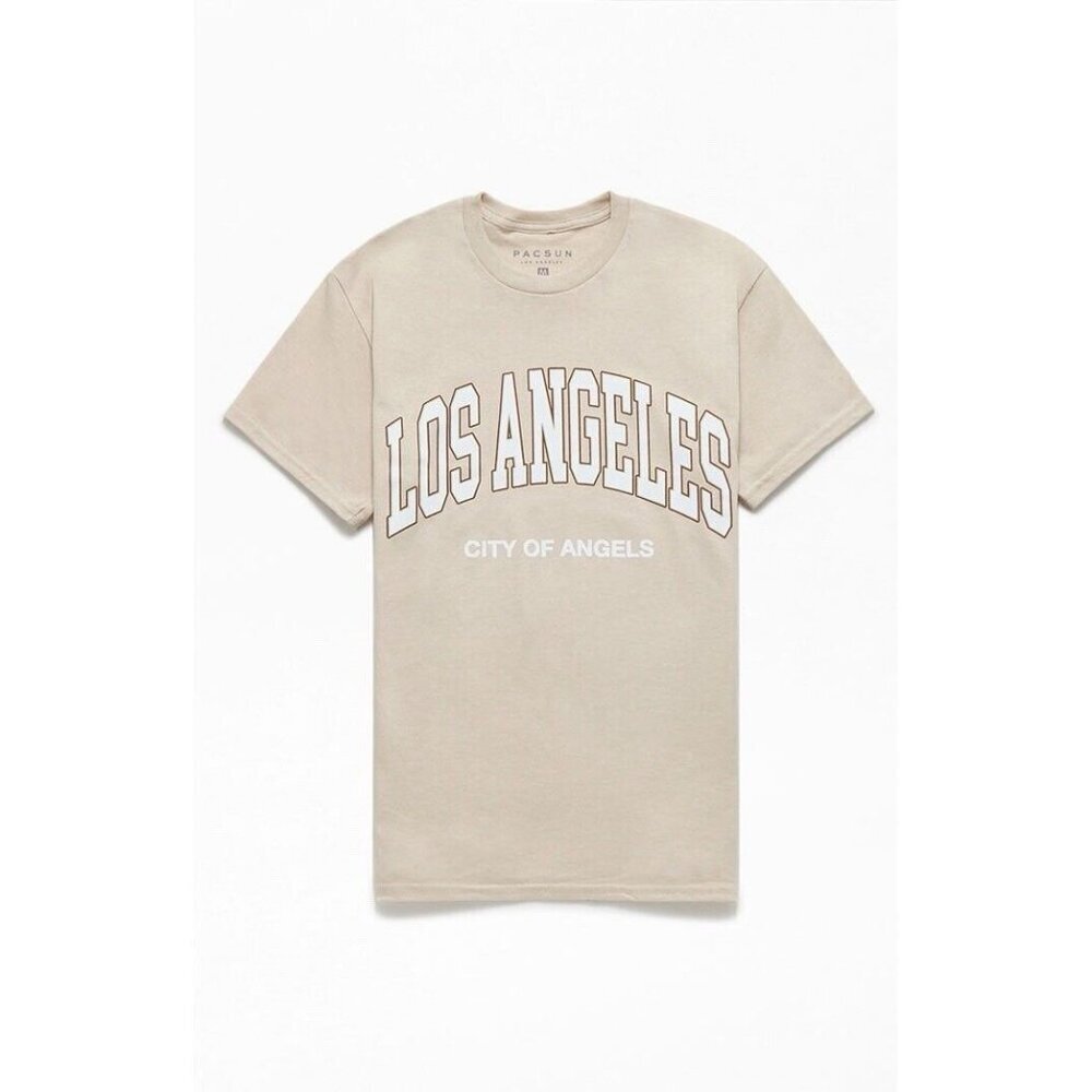 NWT Size Large Men’s PacSun Cream Color Los Angeles Graphic Tee Summertime
